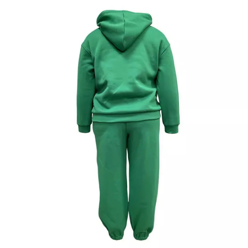 Women's Tracksuit Suit Spring Summer Warm Hoodie Sweatshirts Two Pieces Oversized Solid Casual Hoody Pulleys Long Pant Sets