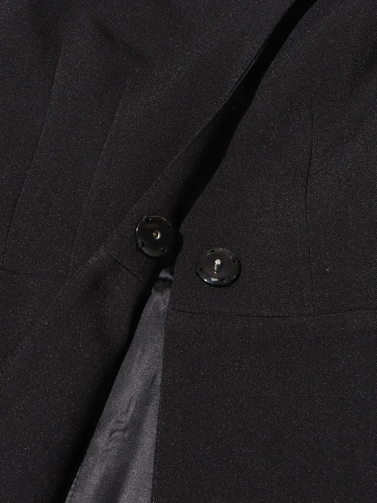 TWOTWINSTYLE Solid Asymmetrical Blazers For Women Round Neck Long Sleeve Tunic Minimalist Blazer Female Fashion Style Clothes