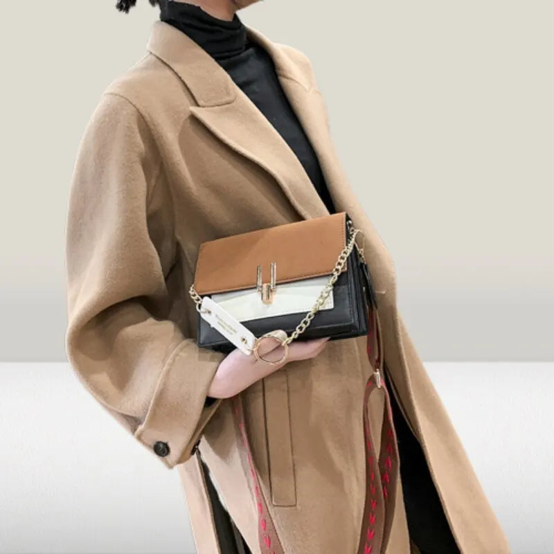 PU Small Bag Women's Wide Shoulder Strap Chain One-Shoulder Crossbody Bag