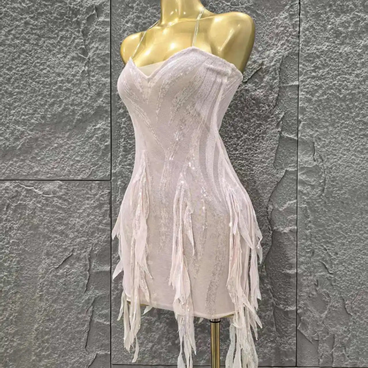 Pink Color Women Sexy Strapless Sexy Sequins Bodycon Mini Dress Nightclub Party Girls' Birthday Cocktail Outfit