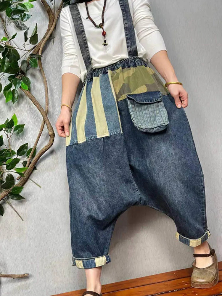 Max LuLu New Spring Women Patchwork Loose Casual Cross Pants European Style Punk Vintage Street Denim Trousers Pocket Jeans