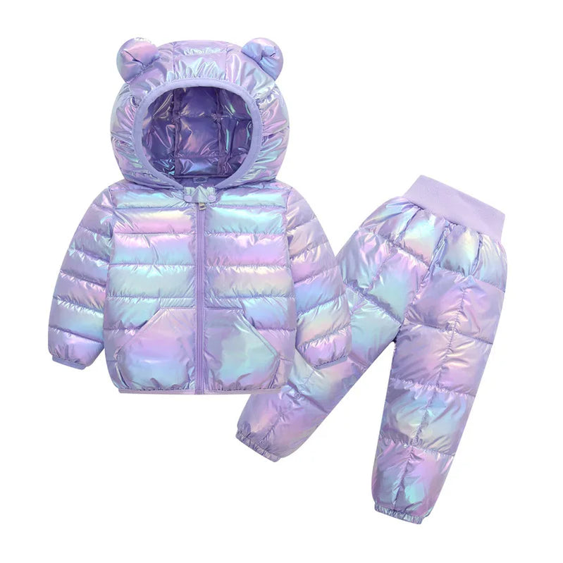 Zimowe zestawy odzieży dziecięcej Baby Boy ciepło z kapturem kurtki spodnie Zestawy odzieży