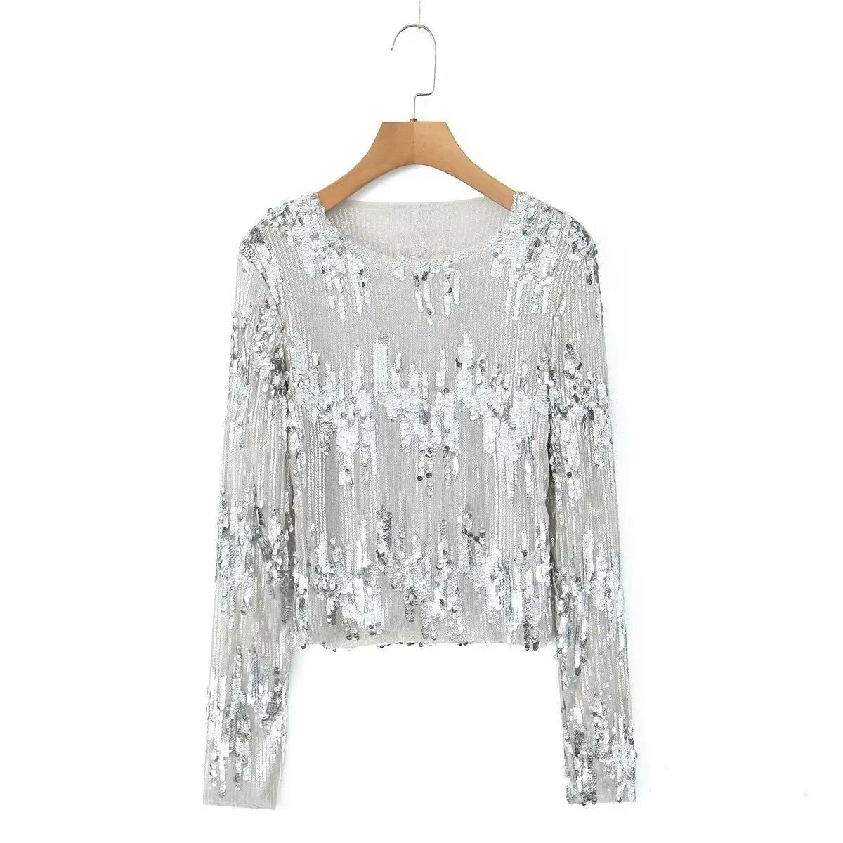 Women Chic Metallic Rib Trim Foil Hooded Sweater Casual Long Sleeve Drawstring Pullover Top Autumn Lady Elegant Sweatshirt Silver1