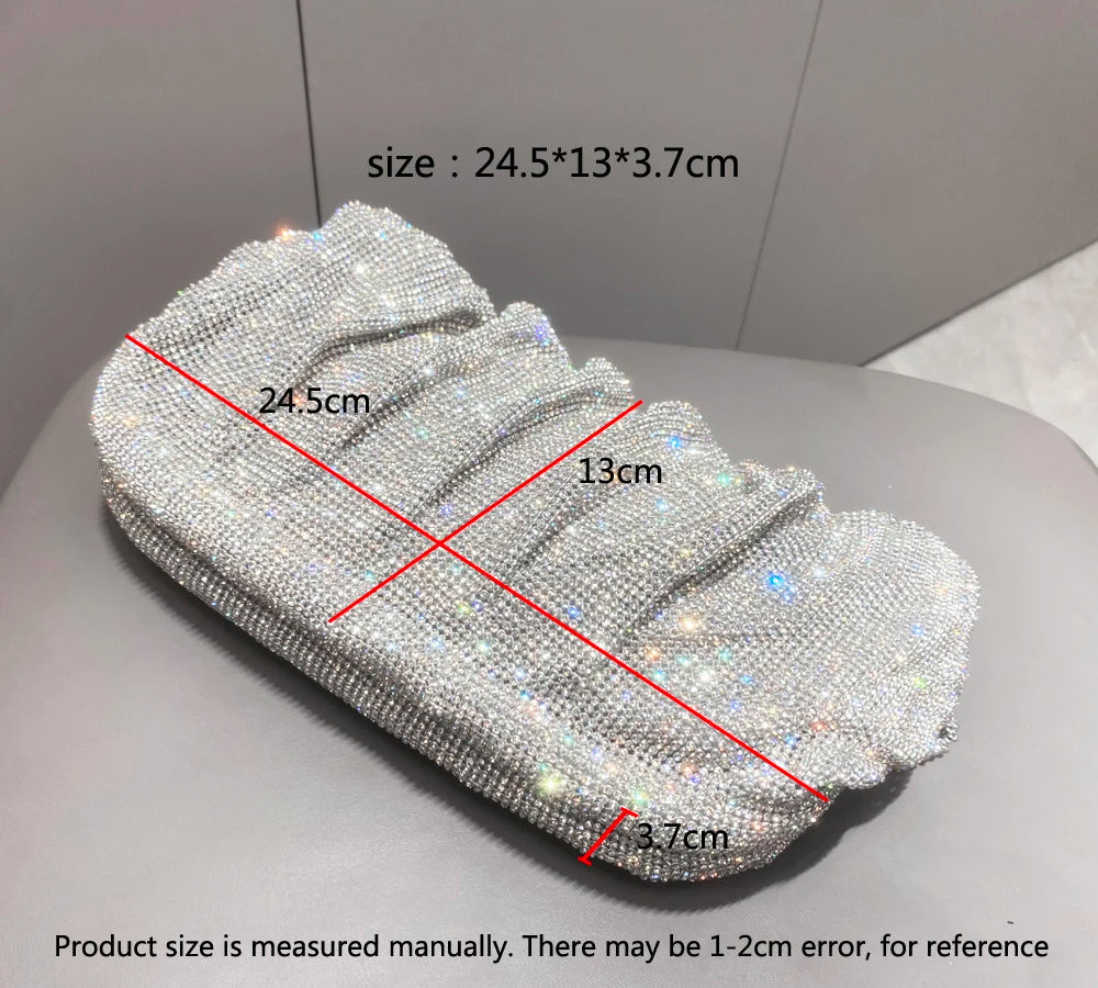 Shiny Rhinestones Handmade Evening Clutch Bags New Folds Purses And Handbags Luxury Designer Wedding Party High Quality