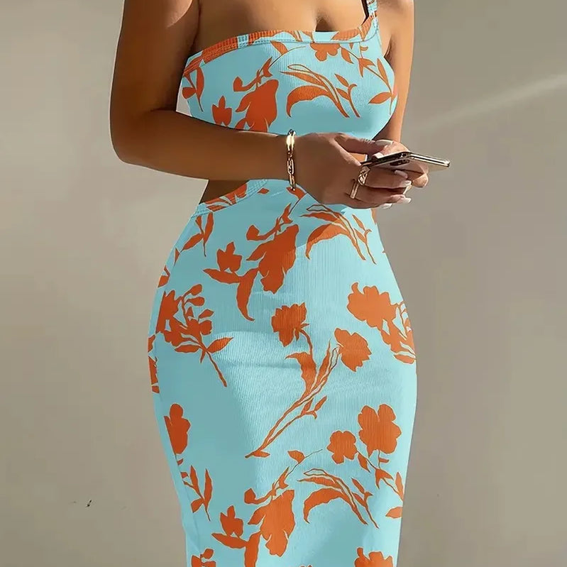 CM.YAYA Summer Women Sleeveless Strap O-neck Sexy 2024 Summer Long Evening Dress Knit Ribbon Night Club Party Maxi Dresses as picture 32