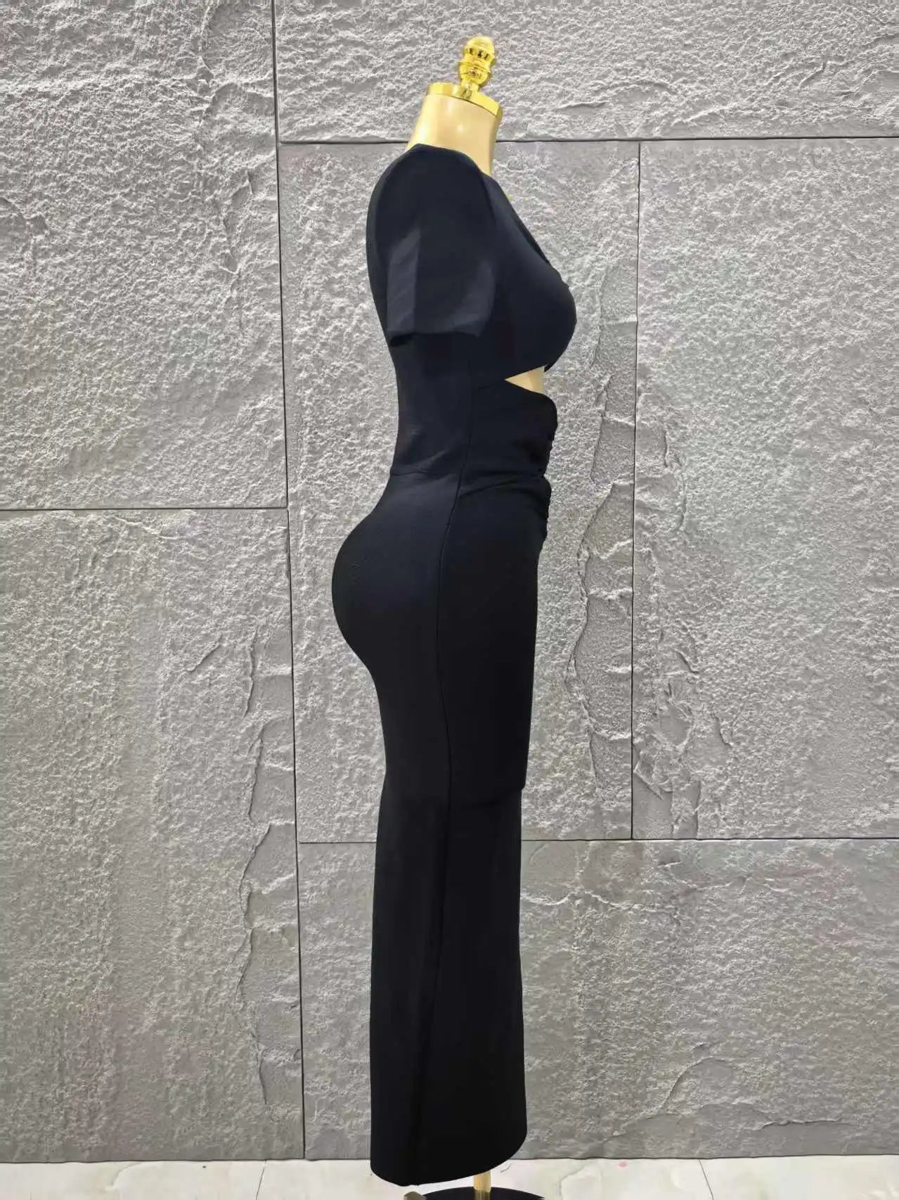 High Quality Women Sexy Short Sleeve Keyholes Bodycon Long Bandage Dress Nightclub Party Birthday Evening Outfit Vestido