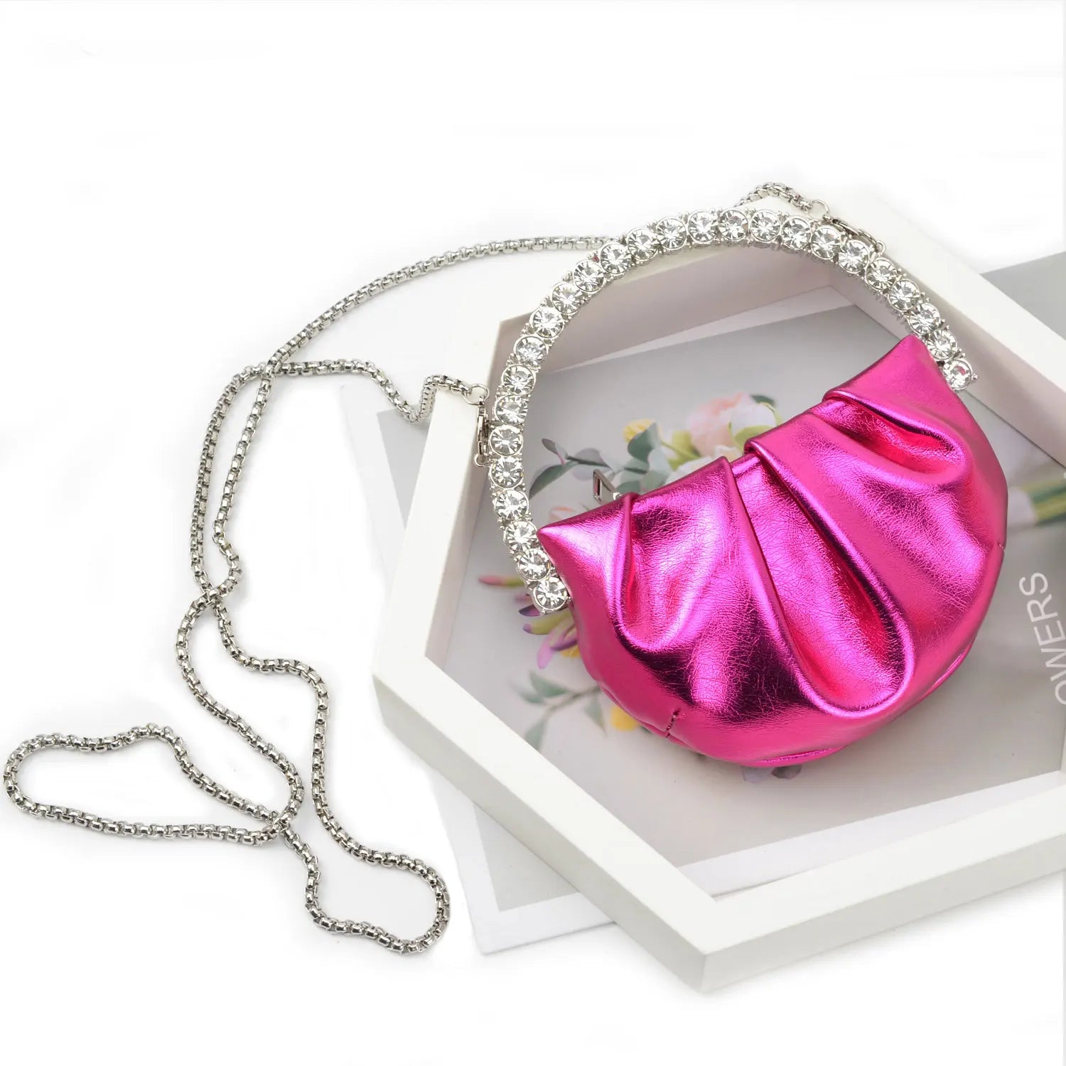 Designer Rhinestones Clutch Purse Bag for Women Handle Bag Leather Shoulder Bag Purse Shiny Crystal Purses and Handbag