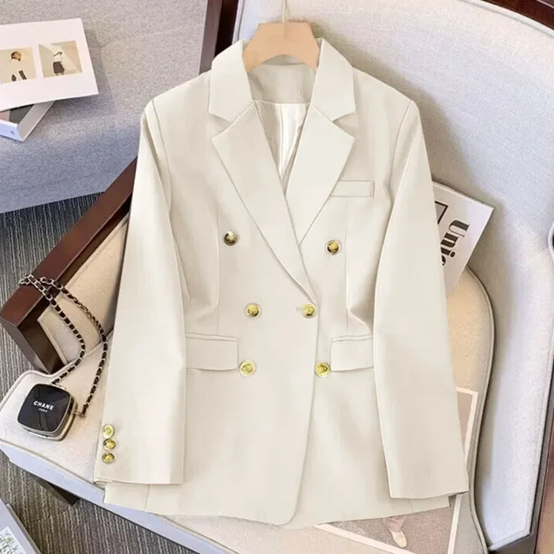 Blazer for Women Spring Autumn New in Slim Korean Fashion Outerwears Loose Women's Jacket Office Lady Women Blazer Coats Off-white