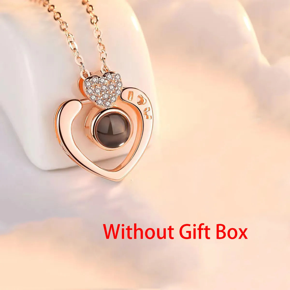 Love Projection Necklace With Exquisite Rose Gift Box100 Languages I Love You Pendant New In Romantic Jewelry Gold-Without Box 45cm