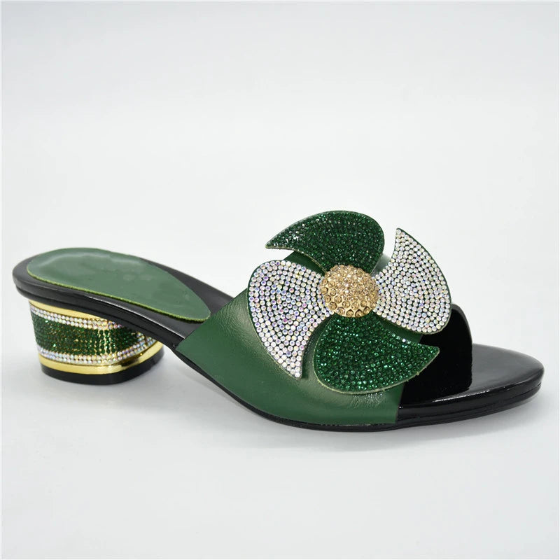 Fashion Women Mid-Heeled with Shallow Mouth Shoes Ladies Slippers Sexy Woman Shoe Sandals Sexy Platform Pumps Party Pumps green