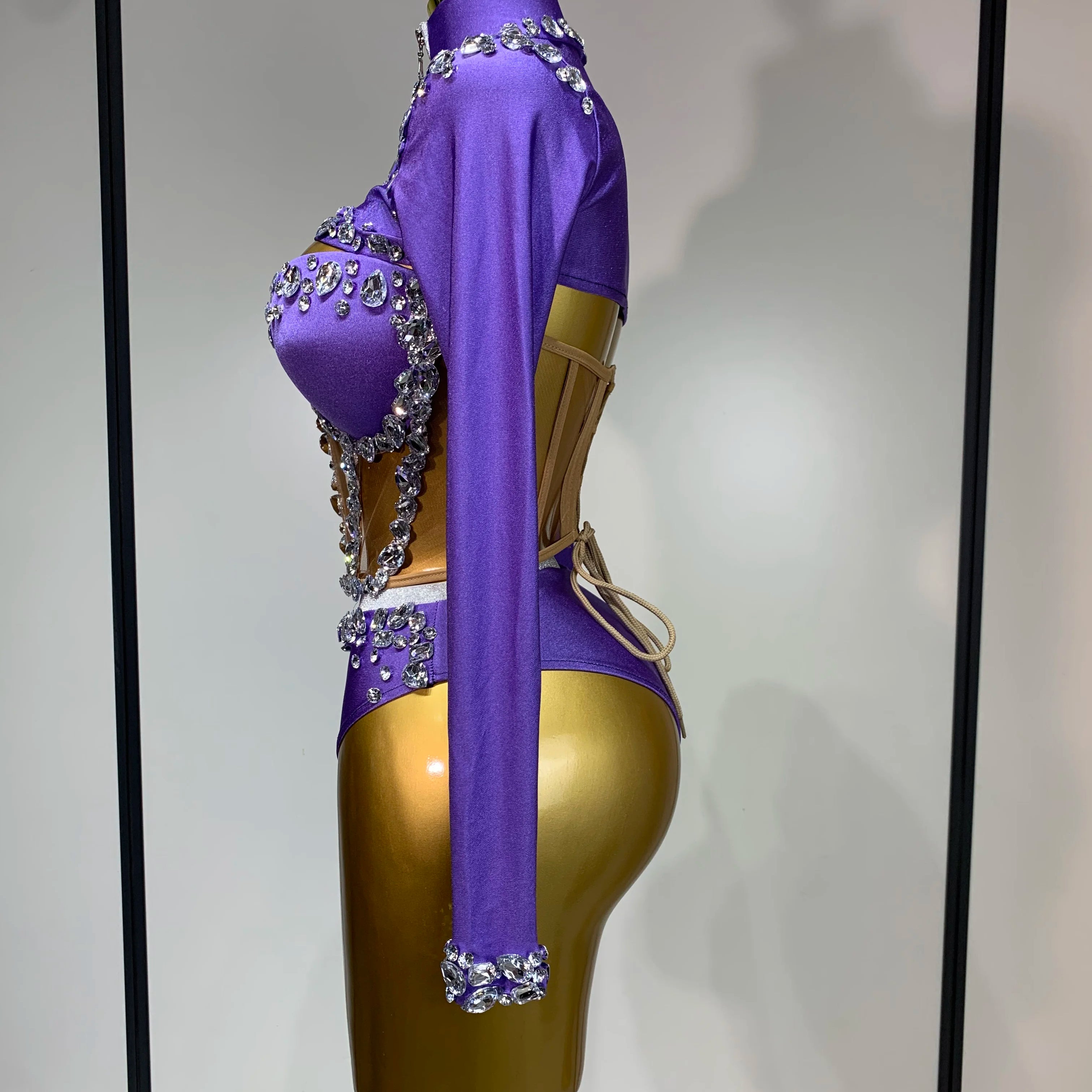 Sparkly Diamonds Three Pieces Set Stage Performance Women Designer Nightclub Birthday Party Singer Stage Activity Outfit