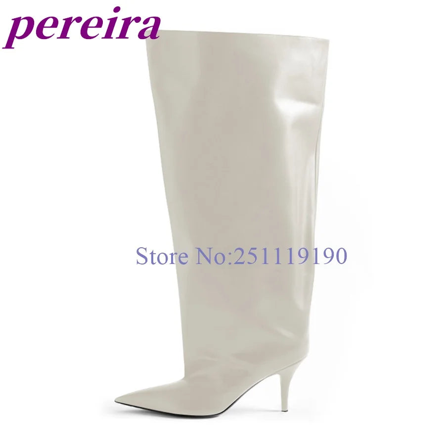 Black Wide Fit Boots Pointed Toe Knee-high Botas Women Luxury Designer Shoes Autumn Winter Booties 2025 Solid Zapatos De Mujer