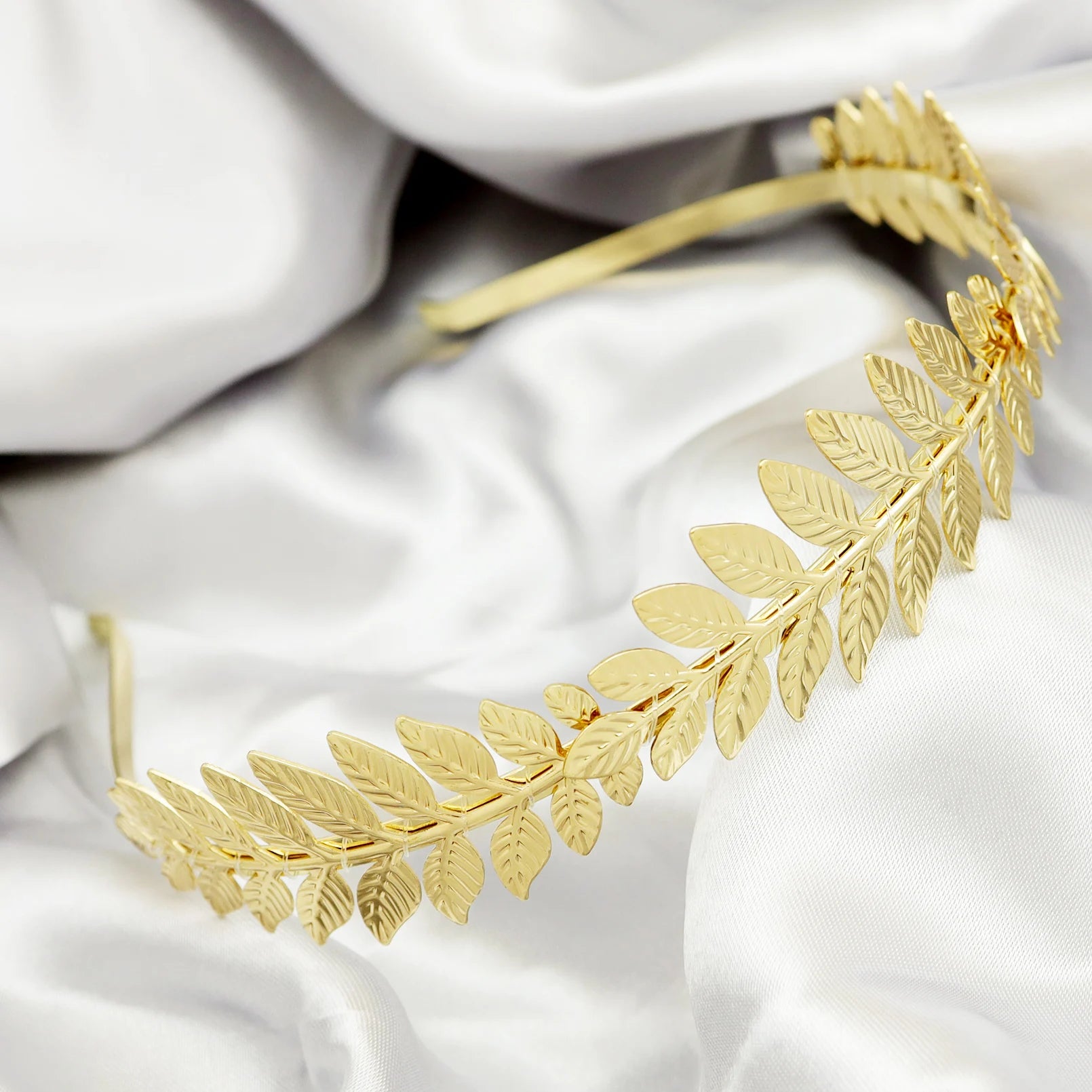 Leaf Branch Goddess Hair Pins Crown Tiara Headband Hair Accessories for Women Wedding Toga Head Dress Alice Band Bridal Jewelry 3-Leaf-Gold