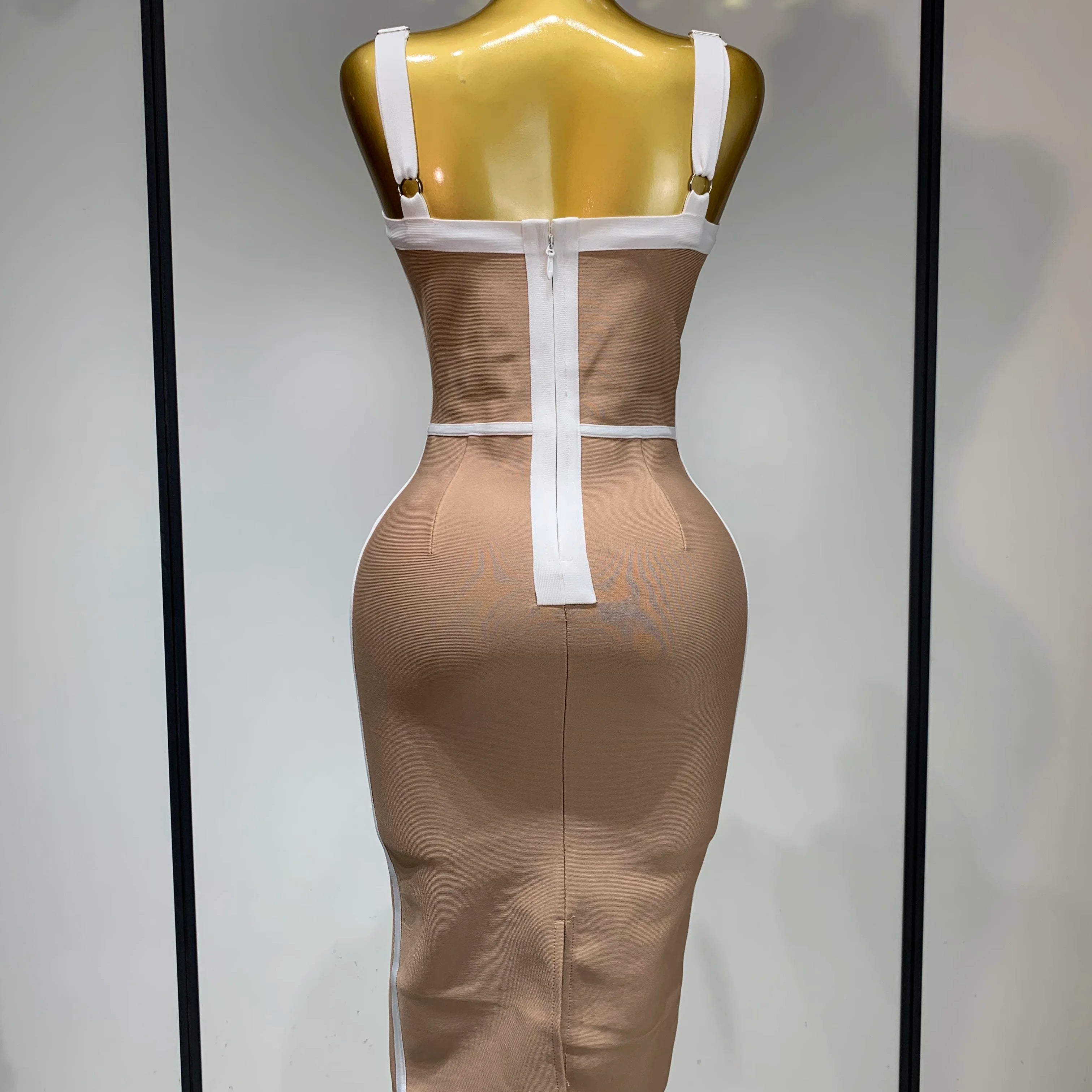 Women Sexy V Neck Striped Midi Bandage Bodycon Dress 2025 Celebrity Elegant Evening Club Party Luxury Birthday Outfit