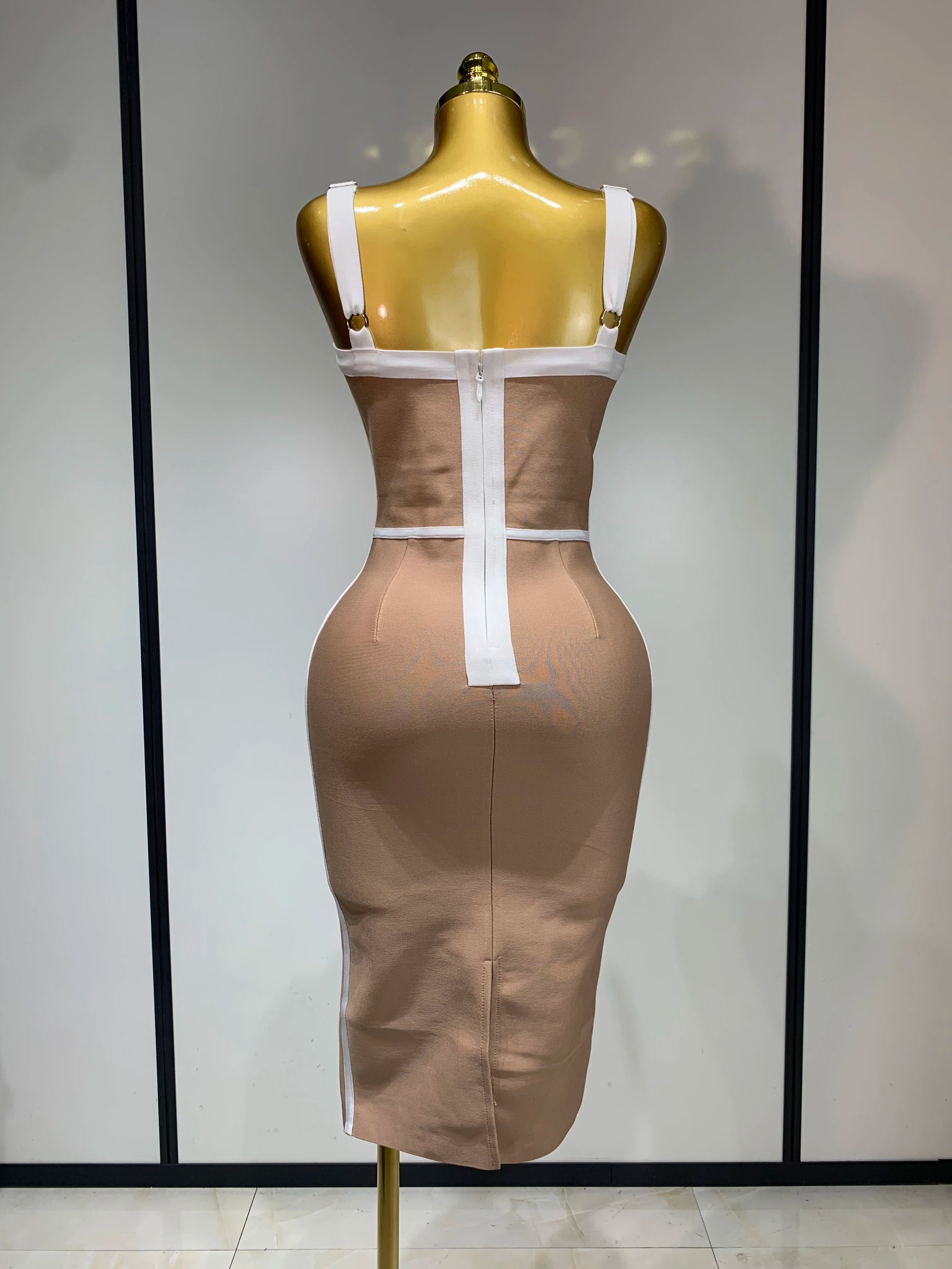 Women Sexy V Neck Striped Midi Bandage Bodycon Dress 2025 Celebrity Elegant Evening Club Party Luxury Birthday Outfit