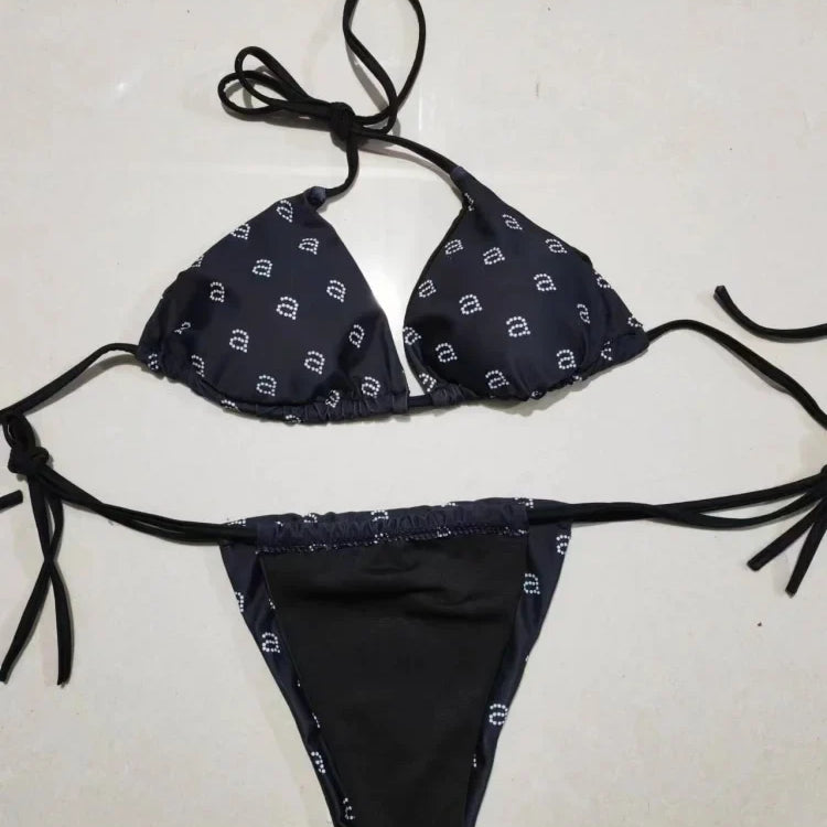 Luxury Brand Designer Printed Swimsuit Wang Women's Bikini Beach Style Sexy Briefs Thong Swimsuit Biquini Bandage Swimsuit