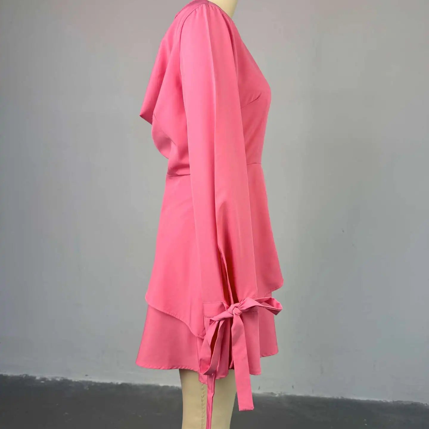 CM.YAYA Women Tie Up Bow Long Sleeve O-neck Mini Dress 2025 Birthday Holiday Sexy Club Party Evening High Street A-Line Dresses