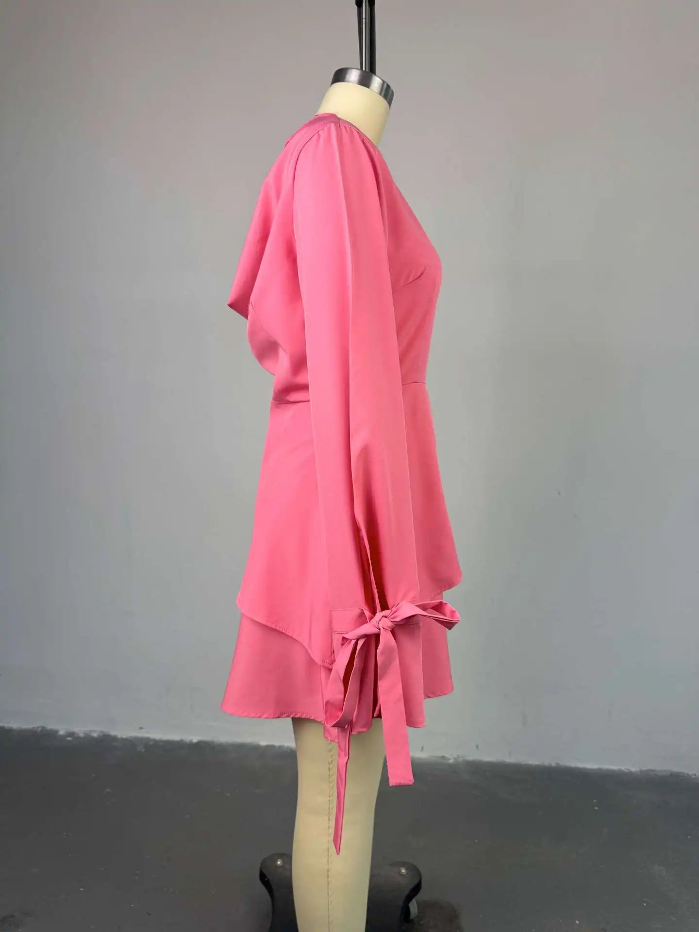 CM.YAYA Women Tie Up Bow Long Sleeve O-neck Mini Dress 2025 Birthday Holiday Sexy Club Party Evening High Street A-Line Dresses