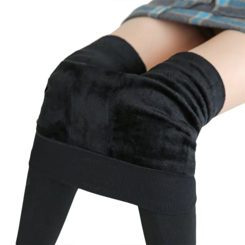 Winter Leggings For Women Warm Leggins Solid Color Velvet Leggins High Waist Leggings Stretchy Leggings black