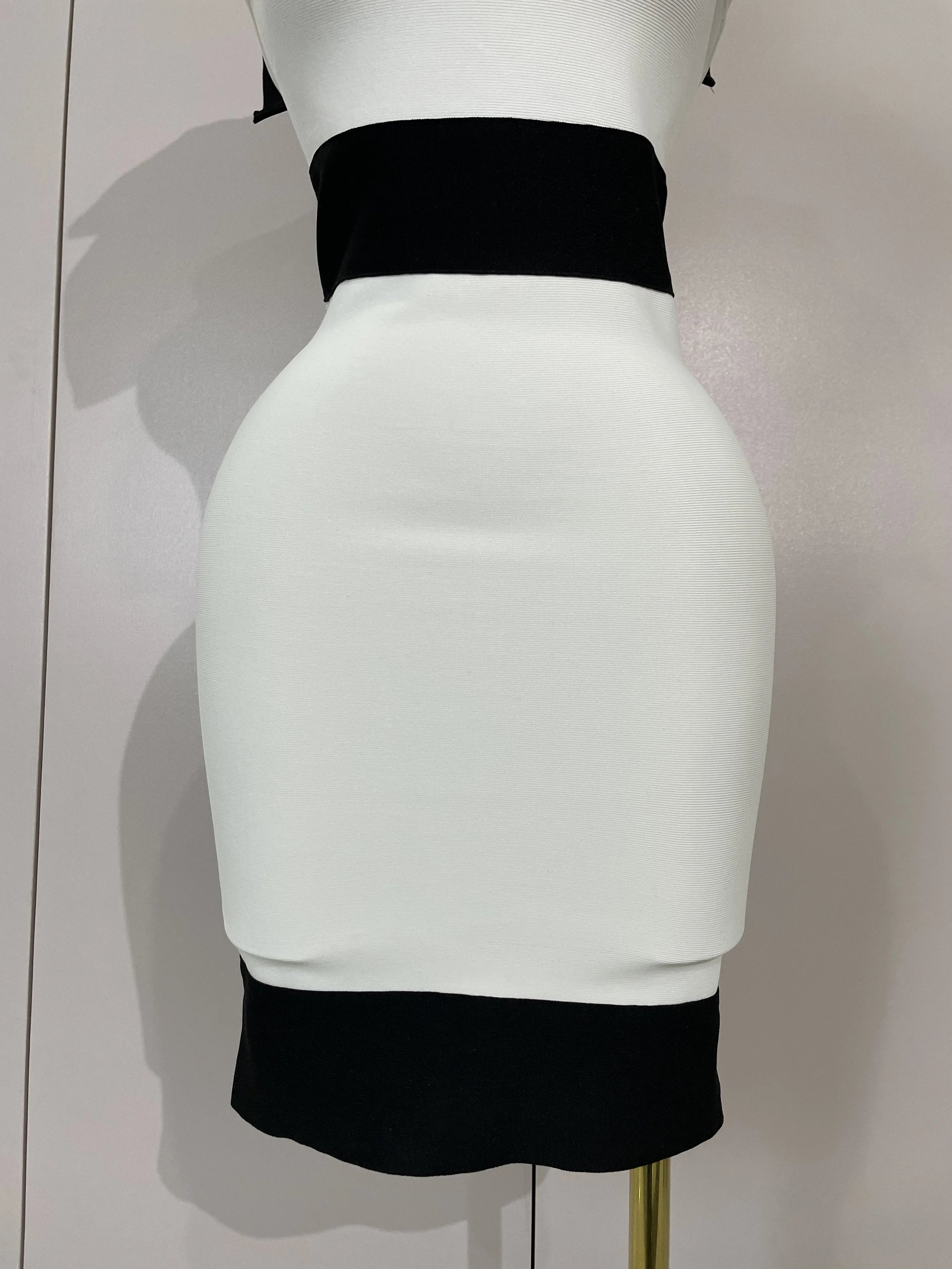 Sexy Bow Tie Black White Patchwork Bodycon Bandage Dress 2025 Women Celebrity Elegant Evening Club Party Birthday Dresses
