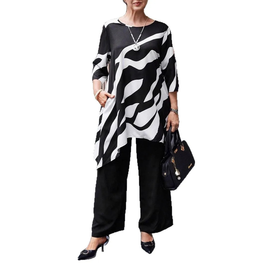 2 Piece Women Sets 2025 New Arrival Plus Size Summer Matching Sets Print Two Pieces Sets Top And Pants Suits Outfits Clothing