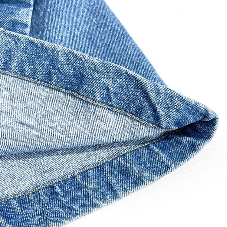 DEAT Fashion Women's Skirt High Waist Three-dimensional Rose Flower Asymmetric Blue Denim Short Skirts Summer New 17A8357