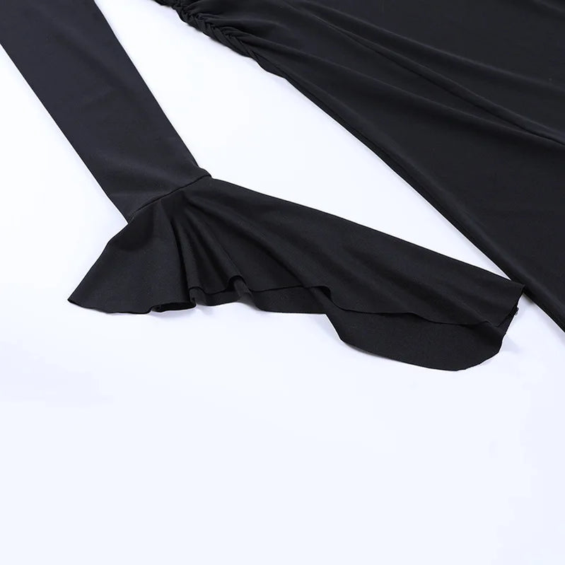 Halloween Cos Morticia Elegant Gothic Dress for Women Adams Family Inspired Wednesday Slim Summer Mermaid