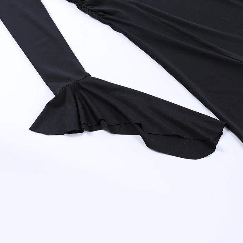 Halloween Cos Morticia Elegant Gothic Dress for Women Adams Family Inspired Wednesday Slim Summer Mermaid