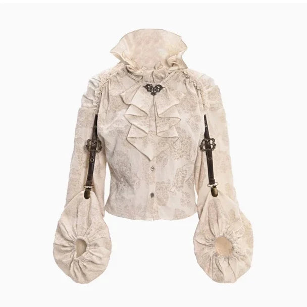 Original Punk Asymmetrical PU Chest Plate Strap Trailing Dresses Long Sleeve Shirt Dress Sets Autumn Gothic Girls Outfits