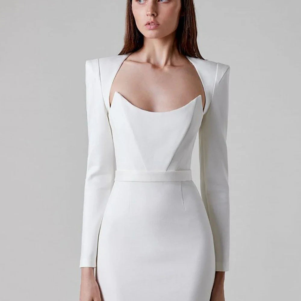 Arrival Women Winter Sexy Long Sleeve V Neck Pink Black White Midi Bandage Dress Elegant Evening Club Party Dress