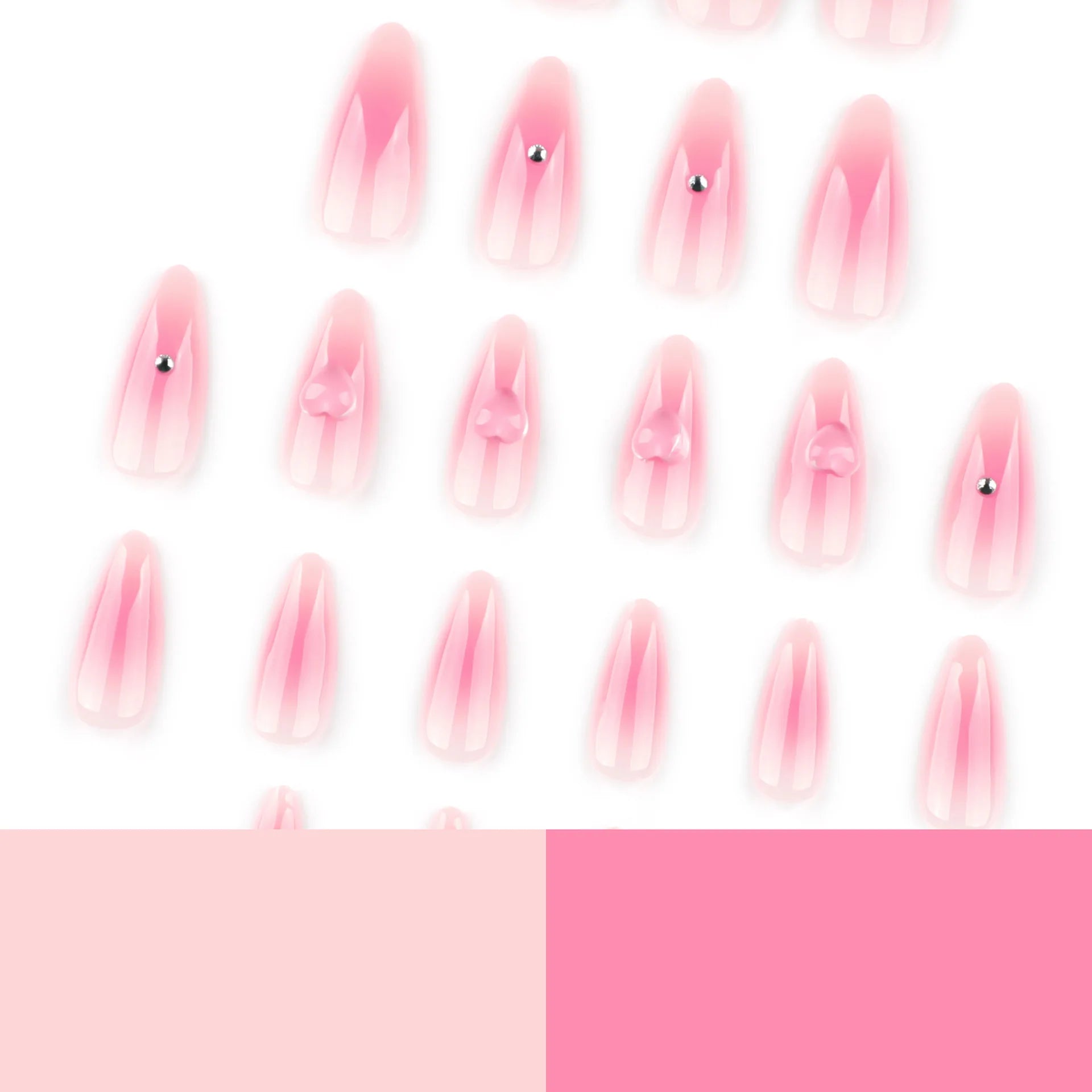 24pcs Pink Blush Press on Nails Sweet Love Design Almond False Nails for Girl Wearable Reusable Ins Simple Fake Nail Tips