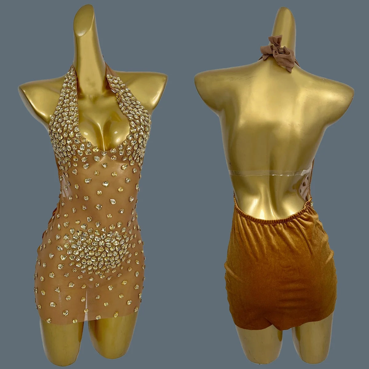 Sexy See Through Mesh Mini Dress Women Deep V Neck Backless Short Dress Club High-end Birthday Party Fancy Girls Outfit Baoshi