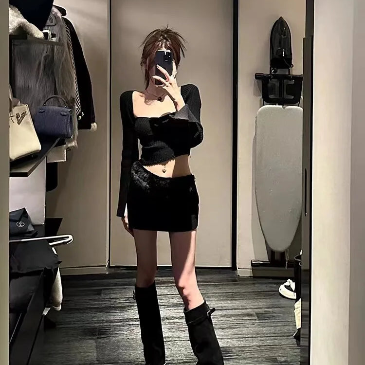 European and American Fashion New Autumn Winter Knee Length Boots Thick High Heels Leather Stitching Round Toe Women's Shoes