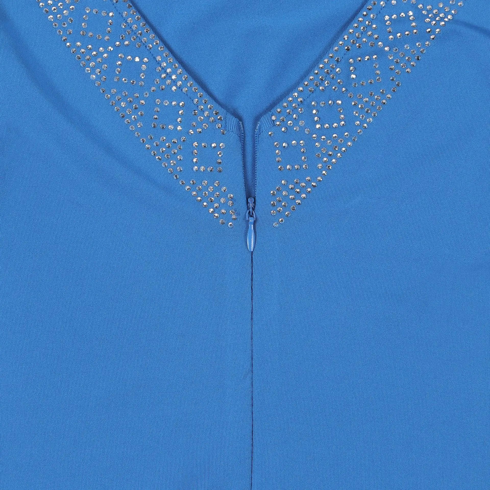 CM.YAYA Women O-neck Elegant Long Flare Sleeve Rhinestones Midi Dress 2025 OL Pencil Streetwear Africa Club Dresses Vestidos