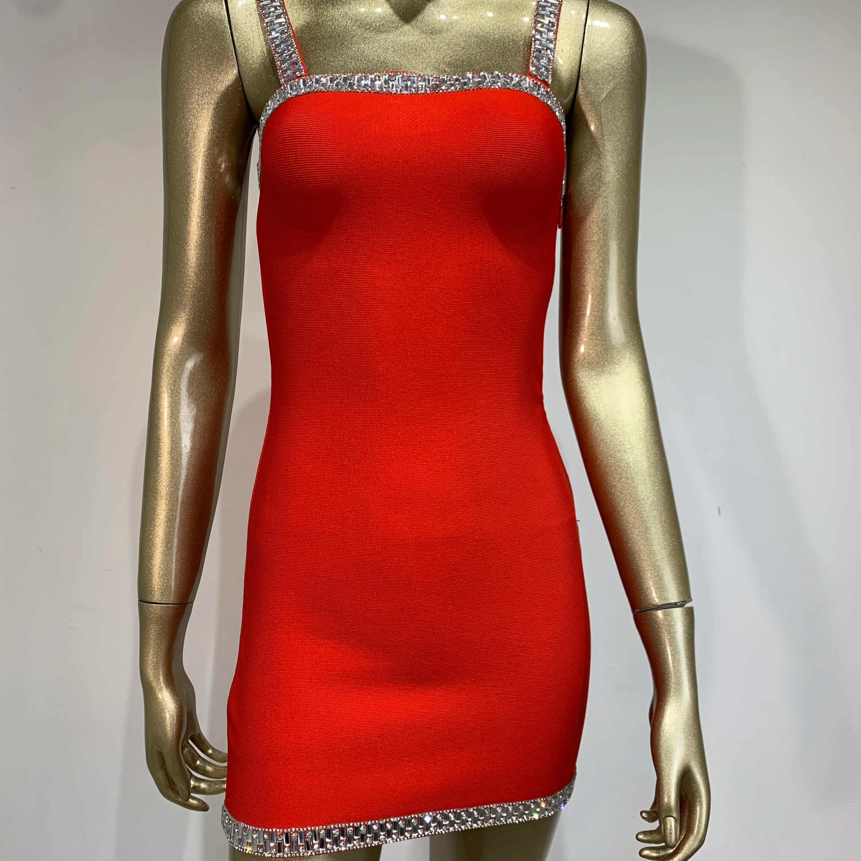 est Bandage Dress Women Celebrity Sexy Sleeveless Backless Red Diamonds Mini Bodycon Elegant Evening Club Party Dress