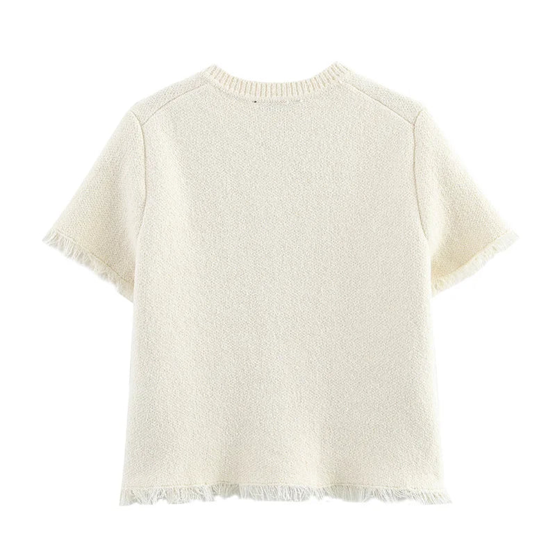 Women's suit Spring 2025 Black bow trim White knitted long-sleeved jacket Mini skirt Celebrity style Elegant