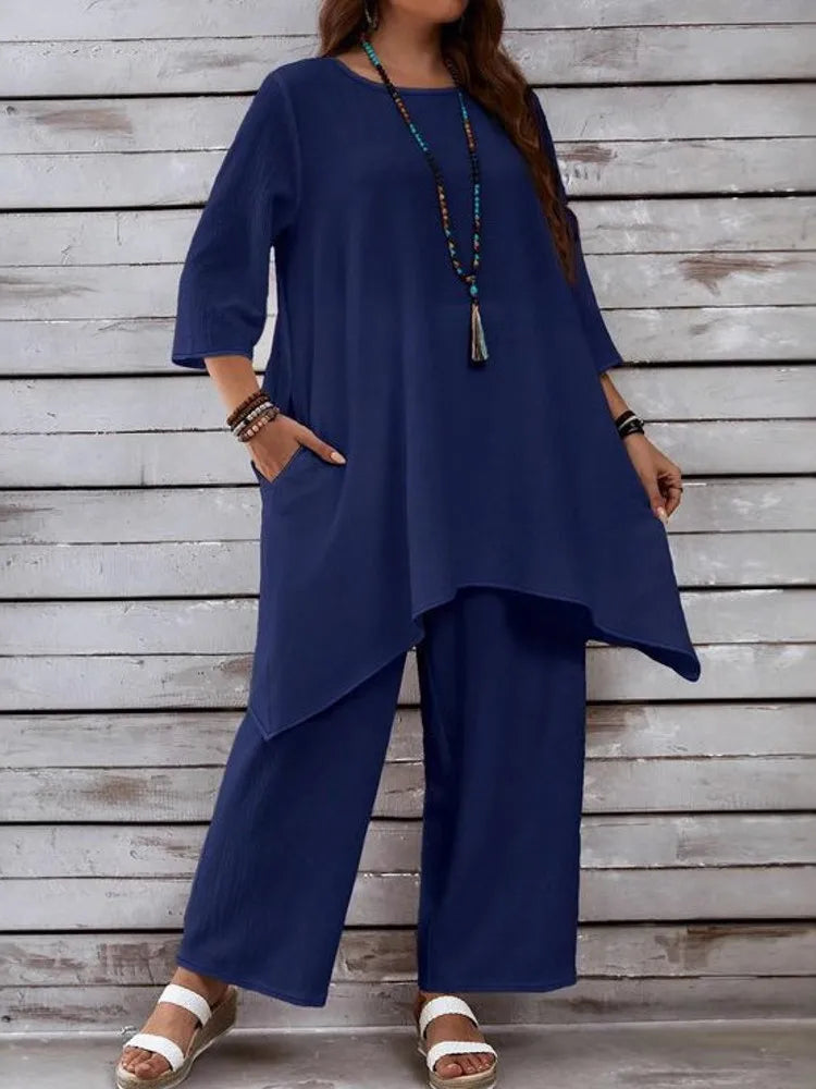 2 Piece Women Sets 2025 New Arrival Plus Size Spring Autumn Matching Sets Top And Pants Suits Outfits Oversized Clothing