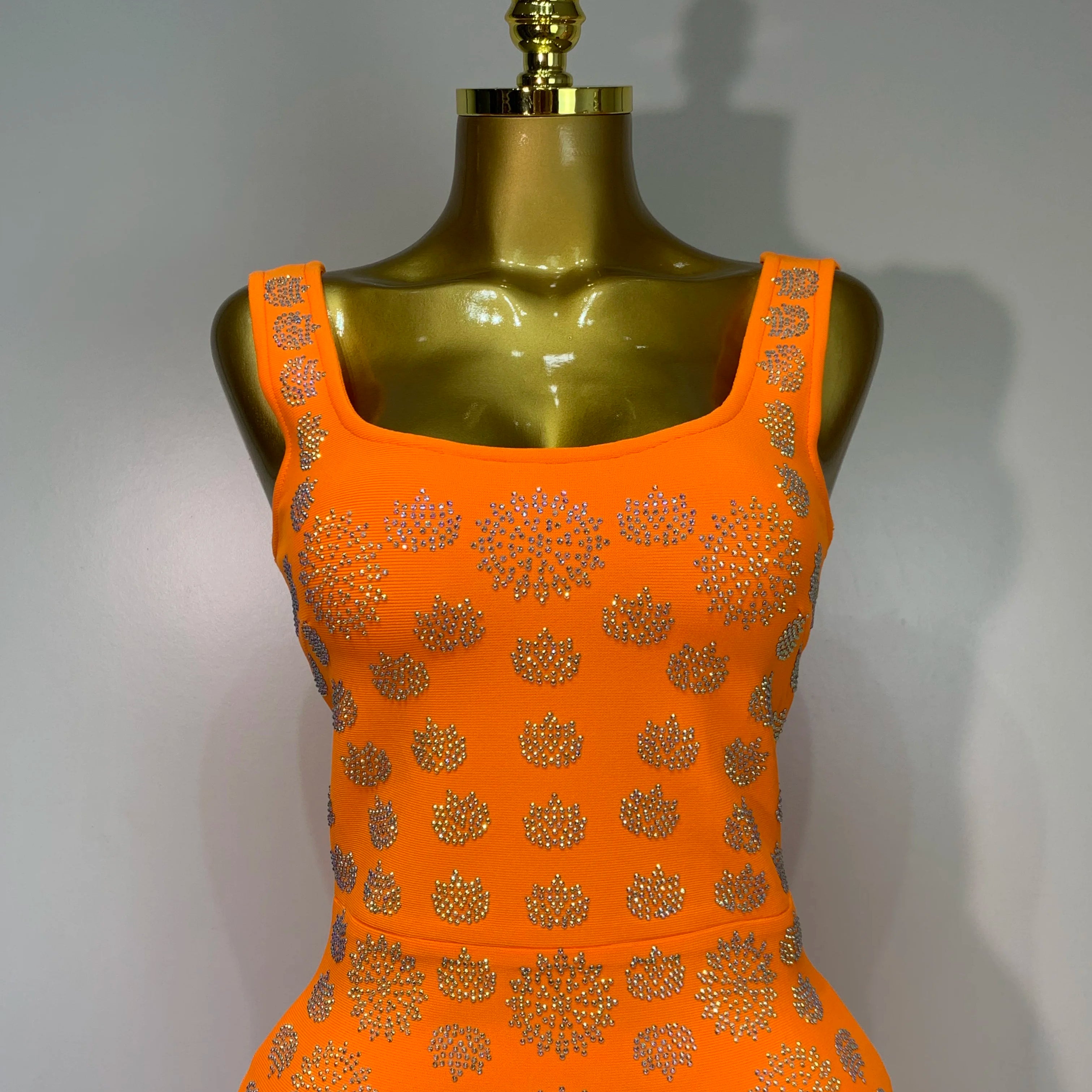 High Qulity Sparkling Diamonds Sleeveless Strech Bandage Dress Elegant Woman Evening Party Wedding Guest Luxury Birthday Dress