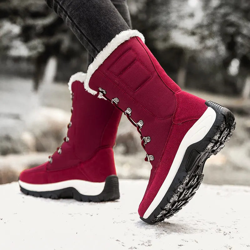 Women Shoes Winter Boots Waterproof Snow Boots Mid-Calf Plush Warm Boots Female Platform Outdoor Comfortable Booties for Women