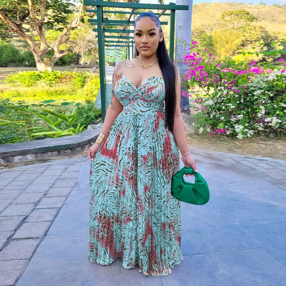 CM.YAYA Women Leopard Spaghetti Strap Loose Wide Leg Sleeveless Jumpsuit 2023 Summer Street Playsuit One Piece Suit Romper