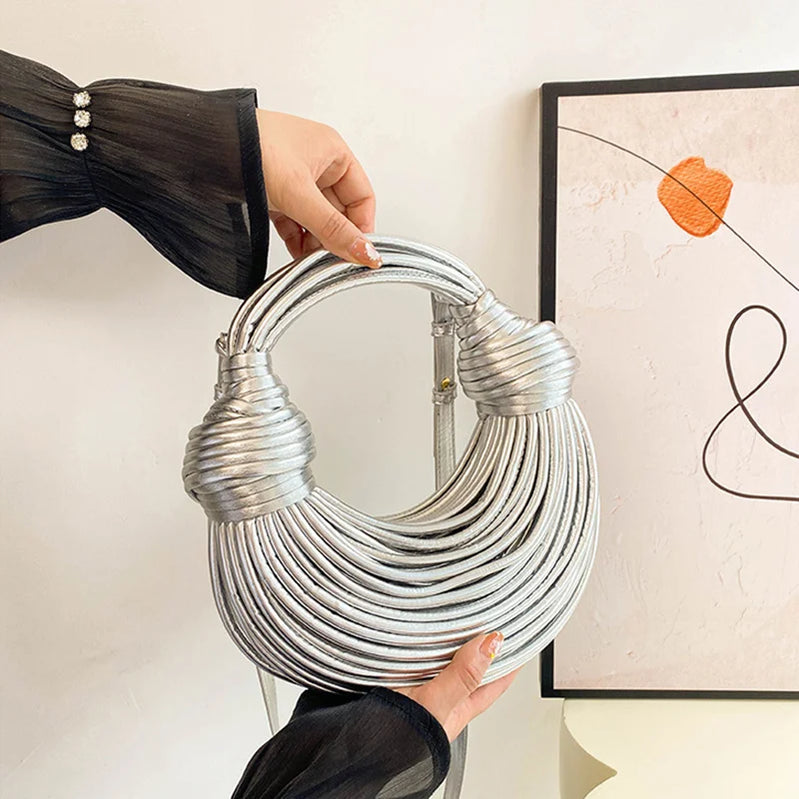 Fashion Woman Handbag Luxury Line Bundle Clutch Bag Knot Cross-body Lady Evening Bag Women Handbag Designer Female Clutch Bags