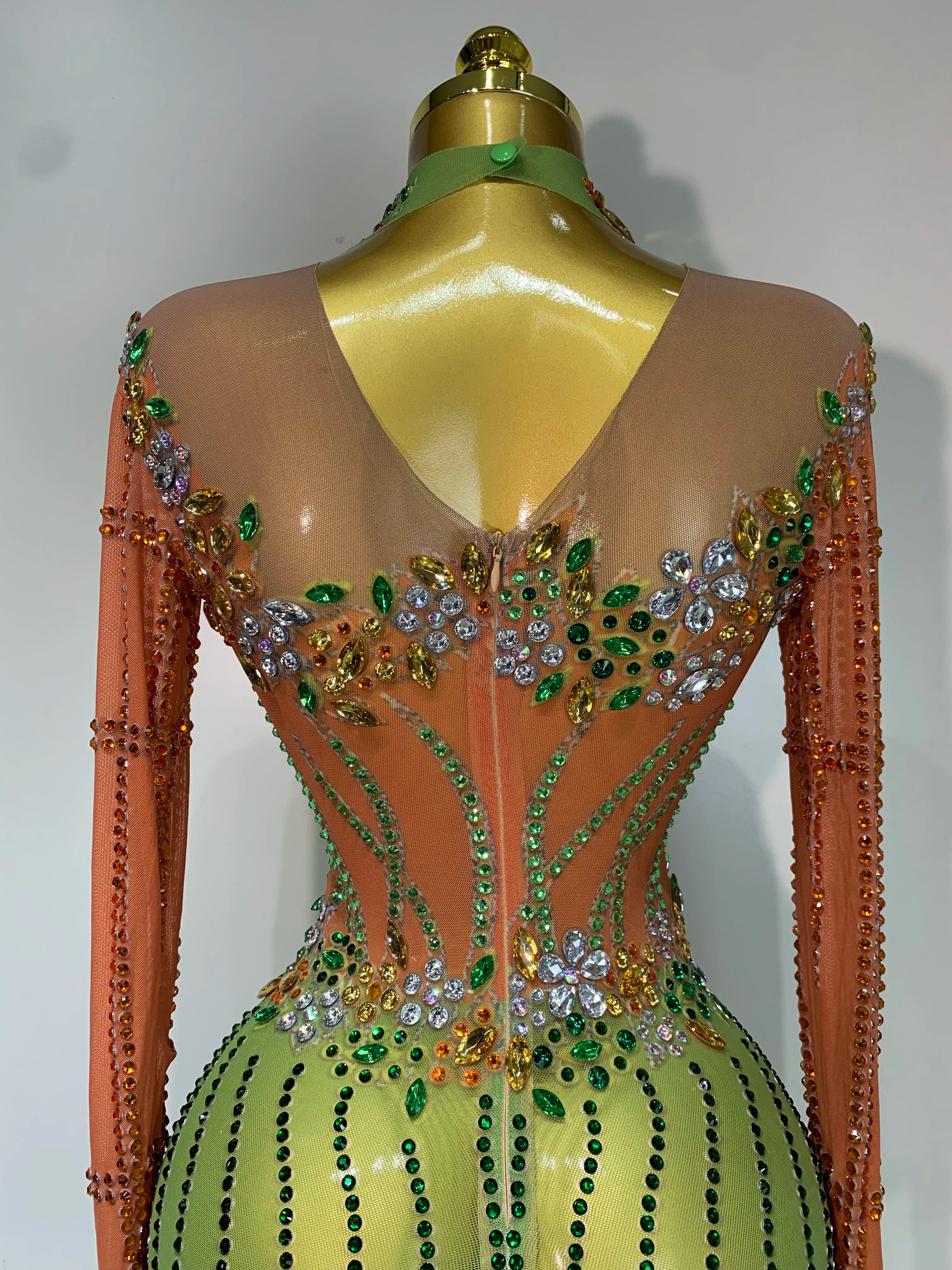 Luxury Birthday Dress Women Sparkly Diamond Short Dress Sexy Mesh See Through Celebrate Evening Party Singer Performance Costume