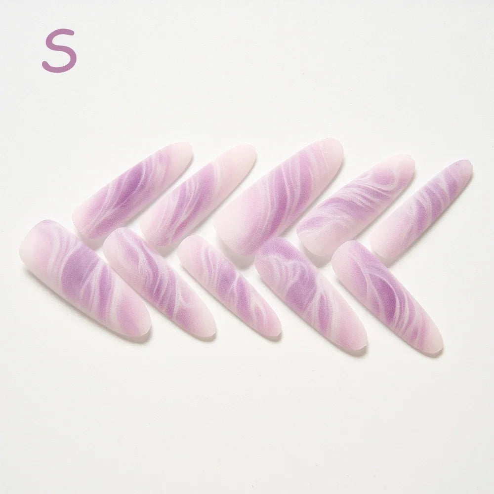 10Pcs/set Lucky Nine-tailed Fox Printed Chinese Style False Nails Long Press-on Acrylic Fakes Nails Adhesive Unique Design