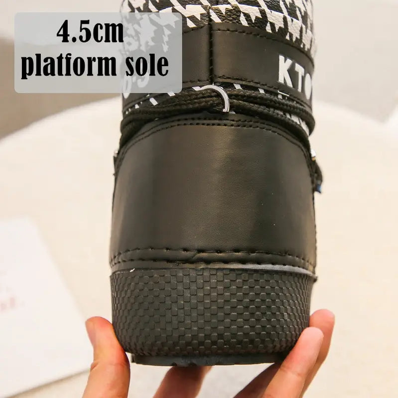 Leather Winter Boots Women Shoes Waterproof Moon Snow Boots Platform Anti-Slip Thick Plush Super Warm Ankle Boot Female