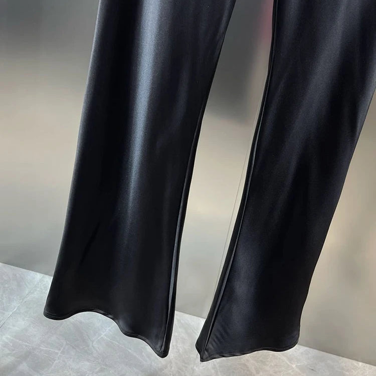 DEAT Denim Patchwork Straight Pants Women's High Waist Slim Personality Streetwear Versatile Trousers 2023 Summer New 11XX4063