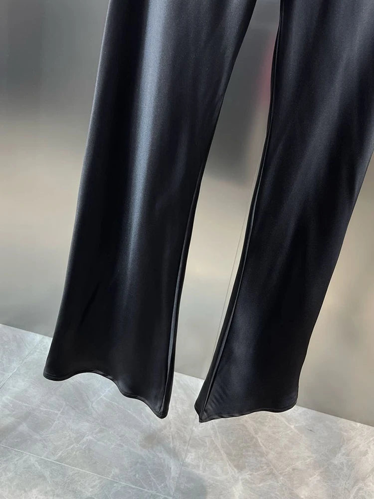 DEAT Denim Patchwork Straight Pants Women's High Waist Slim Personality Streetwear Versatile Trousers 2023 Summer New 11XX4063