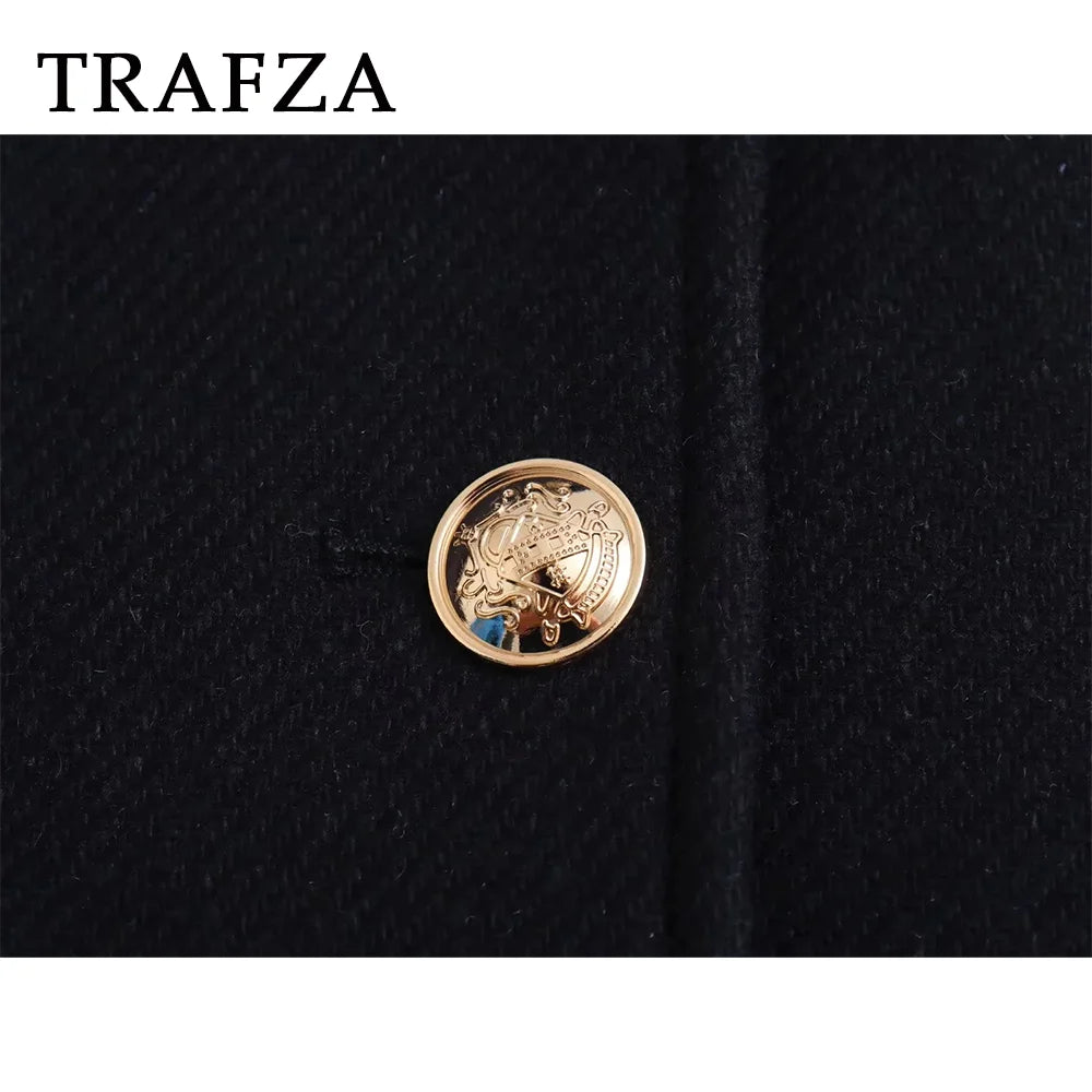 Autumn Winter Women Casual Double Breasted Jackets Fashion Office Lady Loose Solid Elegant Demi-season Short Jackets