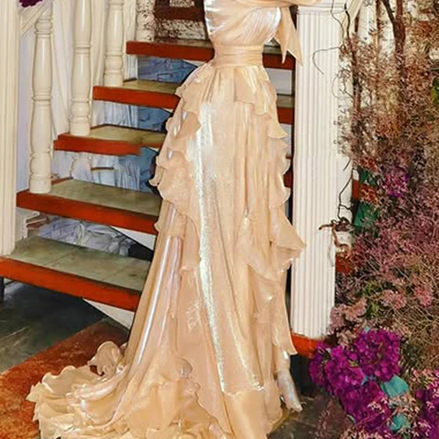 Solid Loose Midi Dresses for Women Round Neck Long Sleeves Patchwork Lace Up Temperament Dress Female Clothing New