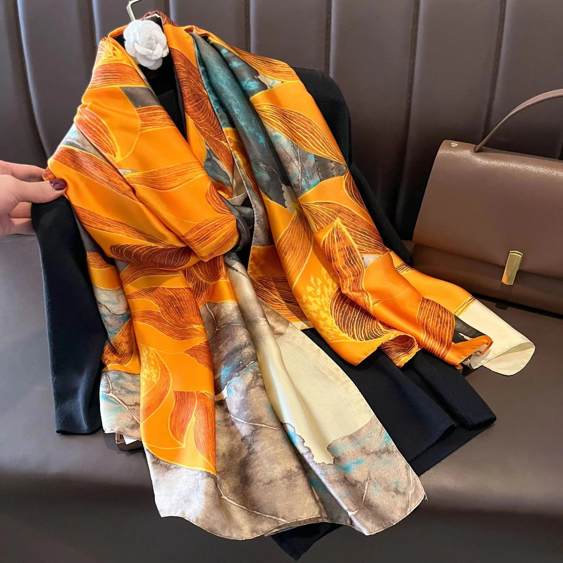 180*90cm Luxury Brand Spring Summer Autumn Women Clothing New Fashion Color matching printed silk scarf lady popular turba 26 180cmx90cm