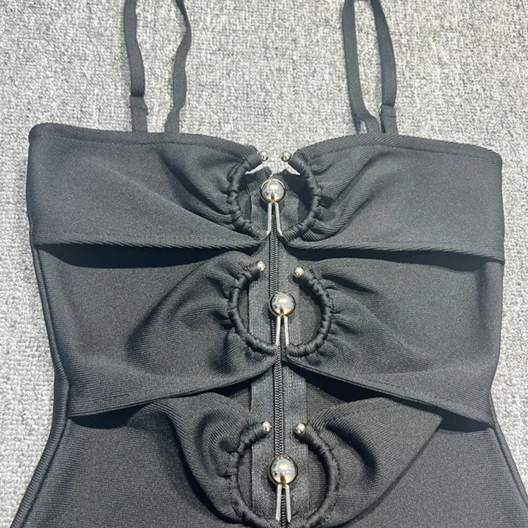 Women Summer Sexy Sleeveless Backless Sequined Black Mini Gowns Bandage Dress Elegant Celebrity Evening Party Club Dress